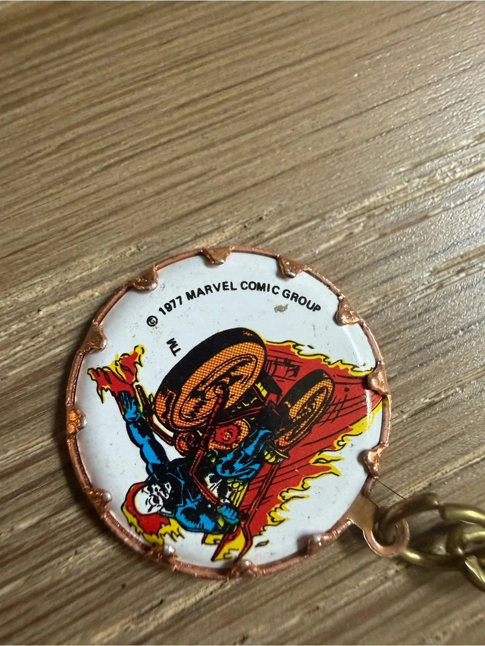 Ghost rider marvel comics Vintage Motorcycle Enamel Keychain 1977
